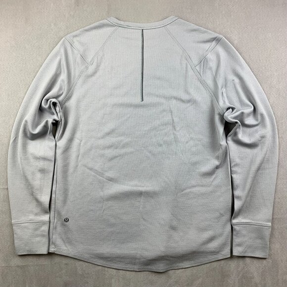 Lululemon Men Shirt Large Gray Mesh Crewneck Long Sleeve Warm Reflective Outdoor - Picture 6 of 10